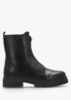 Best DANIEL Izippe Black Leather Front Zip Ankle Boots