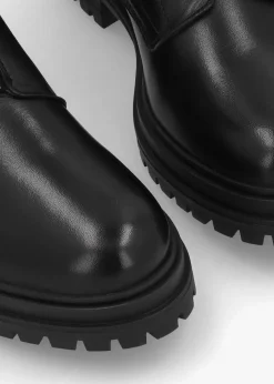 Best DANIEL Izippe Black Leather Front Zip Ankle Boots