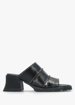 Best MIISTA Jadzia Black Leather Block Heel Mules