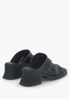 Best MIISTA Jadzia Black Leather Block Heel Mules