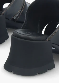 Best MIISTA Jadzia Black Leather Block Heel Mules