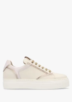 Sale MAIMAI Jaggy Cream Leather Flatform Trainers