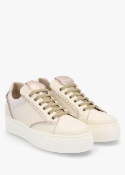 Sale MAIMAI Jaggy Cream Leather Flatform Trainers