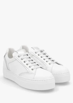 Fashion MAIMAI Jaggy White Leather Flatform Trainers