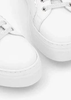 Fashion MAIMAI Jaggy White Leather Flatform Trainers