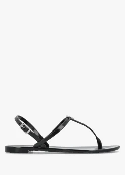 Outlet VALENTINO BAGS Jally Black Toe Post Logo Sandals