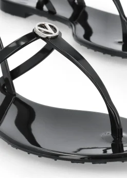 Outlet VALENTINO BAGS Jally Black Toe Post Logo Sandals