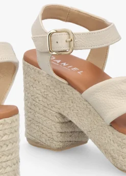 Outlet DANIEL Jelly Cream Leather Cross Strap Jute Block Heel Sandals