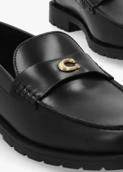 Online COACH Jocelyn Black Leather Loafers