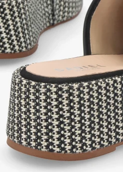 Online DANIEL Jono Black Monogram Woven Raffia Flatform Mules