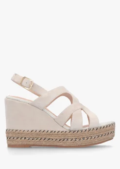 Discount DANIEL Josie Beige Suede Espadrille Wedge Sandals