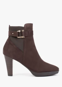 Clearance DANIEL Joyfully Brown Suede Heeled Ankle Boots
