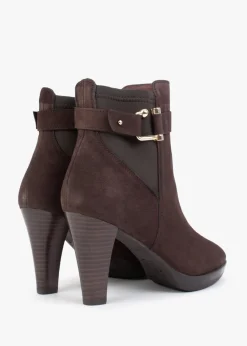 Clearance DANIEL Joyfully Brown Suede Heeled Ankle Boots