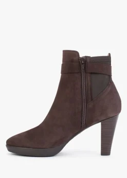 Clearance DANIEL Joyfully Brown Suede Heeled Ankle Boots