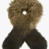 Clearance CHARLOTTE SIMONE Khaki Ombre Shaggy Mongolian Lambswool Scarf