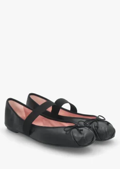 Discount PRETTY BALLERINA Kristen Black Leather Ballet Pumps