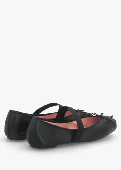 Discount PRETTY BALLERINA Kristen Black Leather Ballet Pumps