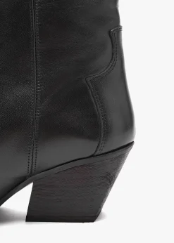 Clearance DANIEL Kubra Black Leather Mid Height Cowboy Boots