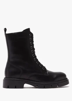 Hot DANIEL Lacie Black Leather Lace Up Ankle Boots