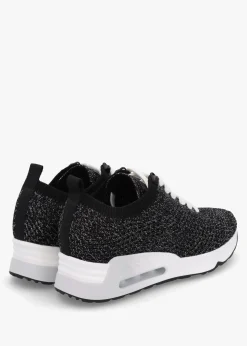 Clearance ASH Laika Knitted Lurex Black Silver Trainers