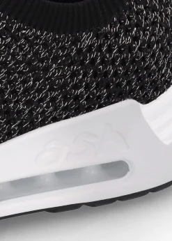 Clearance ASH Laika Knitted Lurex Black Silver Trainers