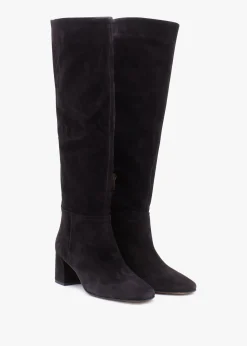 Sale DANIEL Lancey Black Suede Block Heel Knee Boots