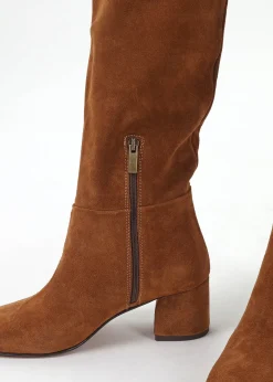 Outlet DANIEL Lancey Tan Suede Block Heel Knee Boots