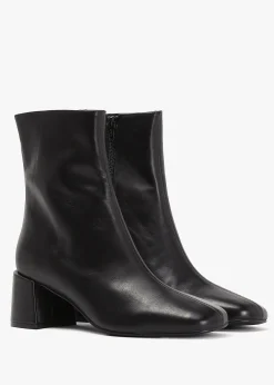 Clearance DANIEL Laney Black Leather Block Heel Ankle Boots