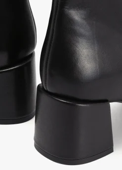 Clearance DANIEL Laney Black Leather Block Heel Ankle Boots
