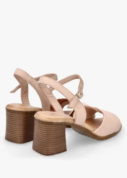 Discount MODA IN PELLE Lanie Pink & Rose Gold Leather Block Heel Sandals