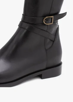 New DANIEL Laren Black Leather Knee Boots