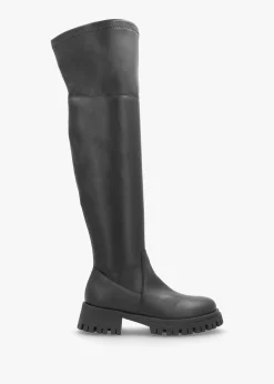 Outlet DANIEL Larisa Black Leather Stretch Over The Knee Boots