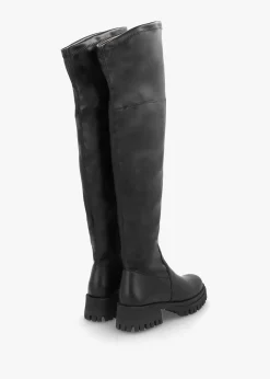 Outlet DANIEL Larisa Black Leather Stretch Over The Knee Boots