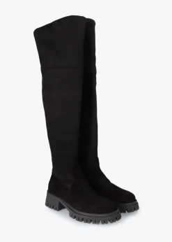 Best DANIEL Larisa Black Suede Stretch Over The Knee Boots