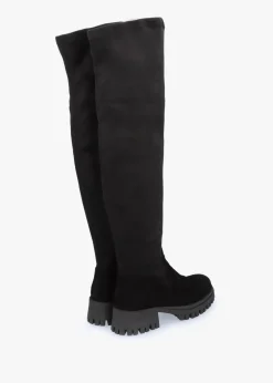 Best DANIEL Larisa Black Suede Stretch Over The Knee Boots