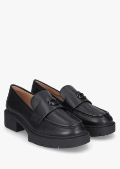 Outlet COACH Leah Black Leather Chunky Loafers