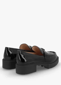 Fashion COACH Leah Black Patent Leather Chunky Loafers