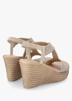 Sale DANIEL Ledgie Gold Diamante Embellished Wedge Sandals