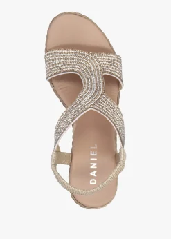 Sale DANIEL Ledgie Gold Diamante Embellished Wedge Sandals