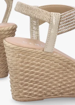 Sale DANIEL Ledgie Gold Diamante Embellished Wedge Sandals