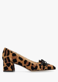 Fashion LUCA GROSSI Leopard Suede Block Heel Court Shoes