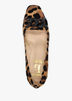 Fashion LUCA GROSSI Leopard Suede Block Heel Court Shoes