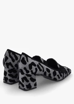Online LUCA GROSSI Leopard Suede Square Toe Block Heel Loafers
