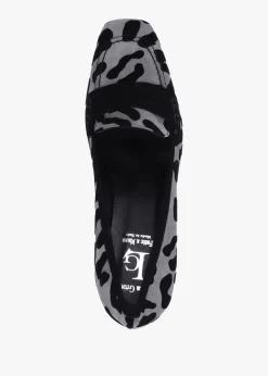 Online LUCA GROSSI Leopard Suede Square Toe Block Heel Loafers