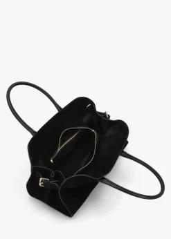 Hot DANIEL Lilah Black Leather & Suede East West Shoulder Bag
