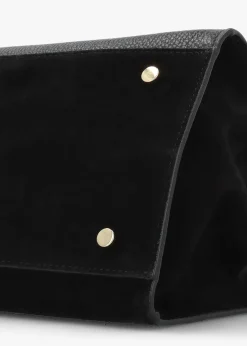 Hot DANIEL Lilah Black Leather & Suede East West Shoulder Bag