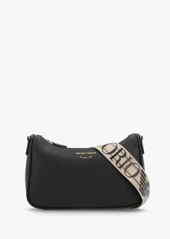 Discount EMPORIO ARMANI Lilly Black Silver Pebbled Baguette Bag