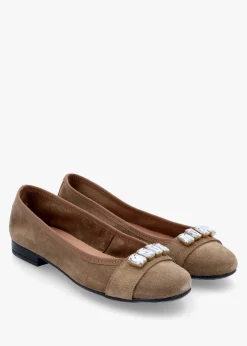 Outlet DANIEL Linky Taupe Suede Embellished Ballet Pumps