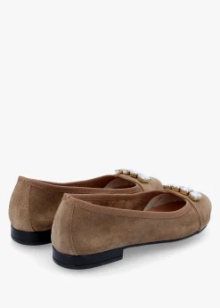Outlet DANIEL Linky Taupe Suede Embellished Ballet Pumps
