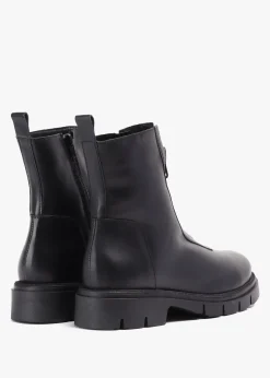 Best DANIEL Lippy Black Leather Front Zip Ankle Boots